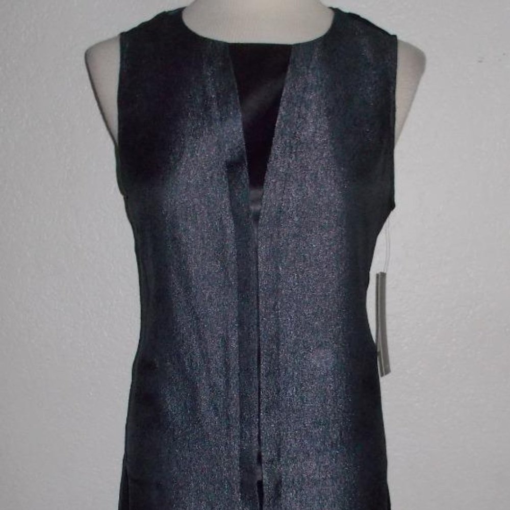 CALVIN KLEIN JEANS MS SIZE MEDIUM BLACK TEXTURE FRONT MOCK V-NECK FASHION DRESS